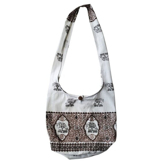 Boho Elephant Crossbody Cotton Purse Made in Thailand 100% Cotton Comfy Bag - Picture 3 of 16